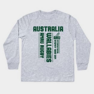 ARU Australia Rugby Union Wallabies Fan Memorabilia Kids Long Sleeve T-Shirt
